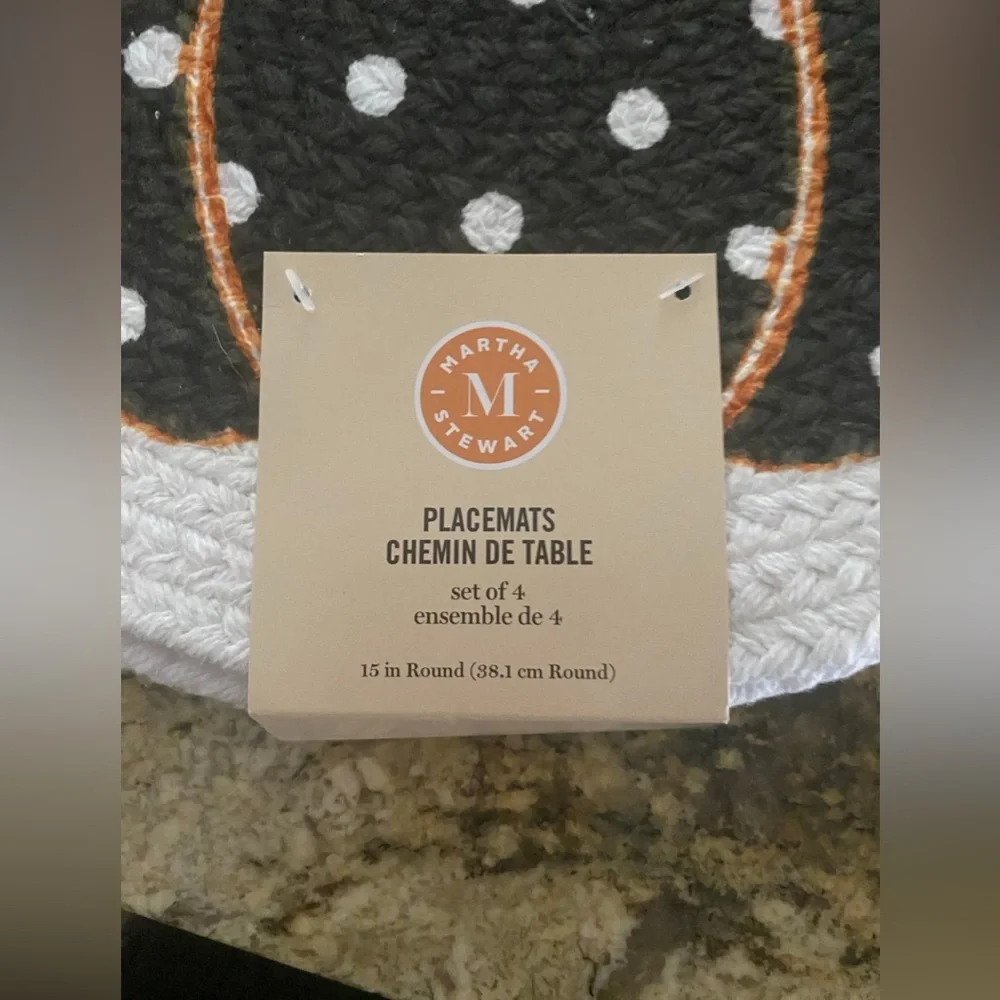 Martha Stewart 15” Round Pumpkin design placemat set of 4 Brand new LAST SET